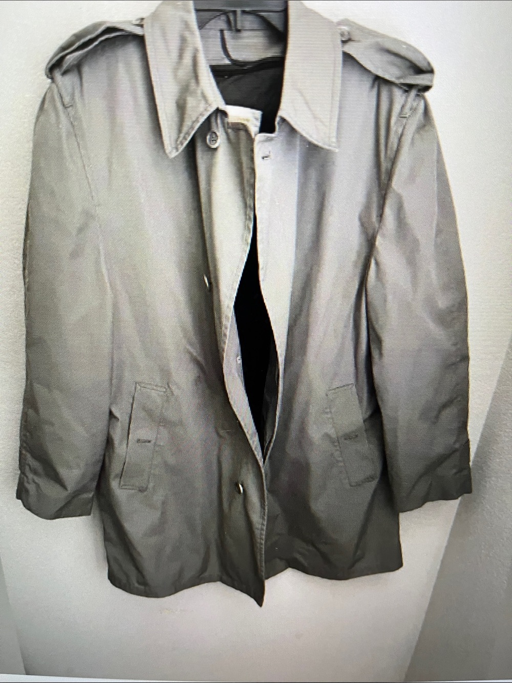 London Fog Light Gray Trench Coat with Epaulets